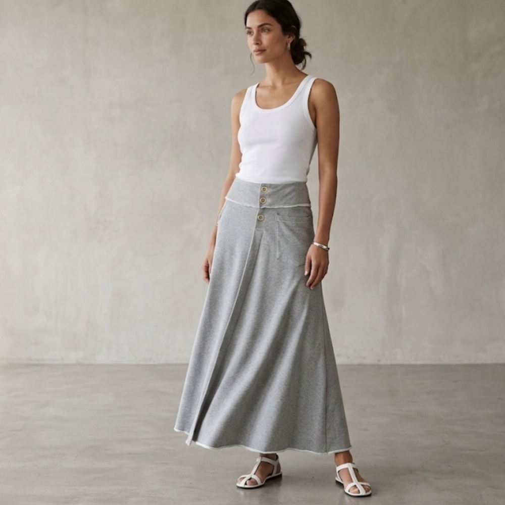 EQOOS Artsy Grey marled laganlook maxi skirt one size